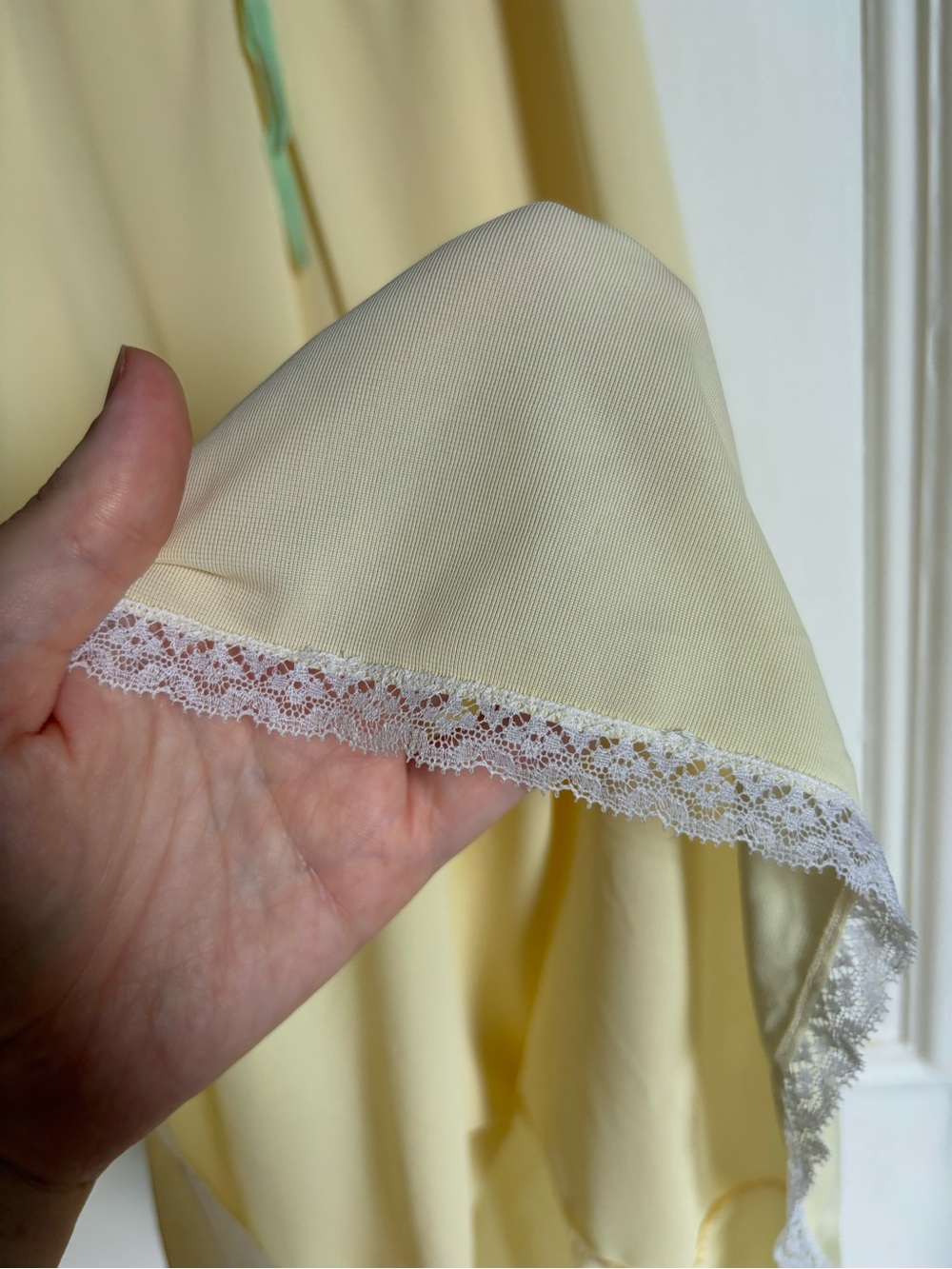 Vintage Butter Yellow Nylon Slip Dress with Embroidered Elephant Details - Picture 5 of 9